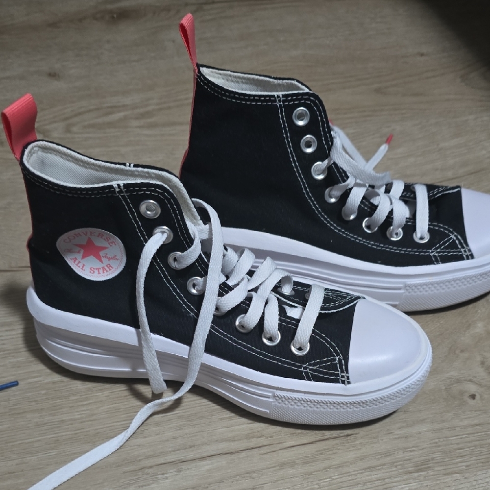Converse Black and White High-Tops with Pink Accents....New Wihout Box